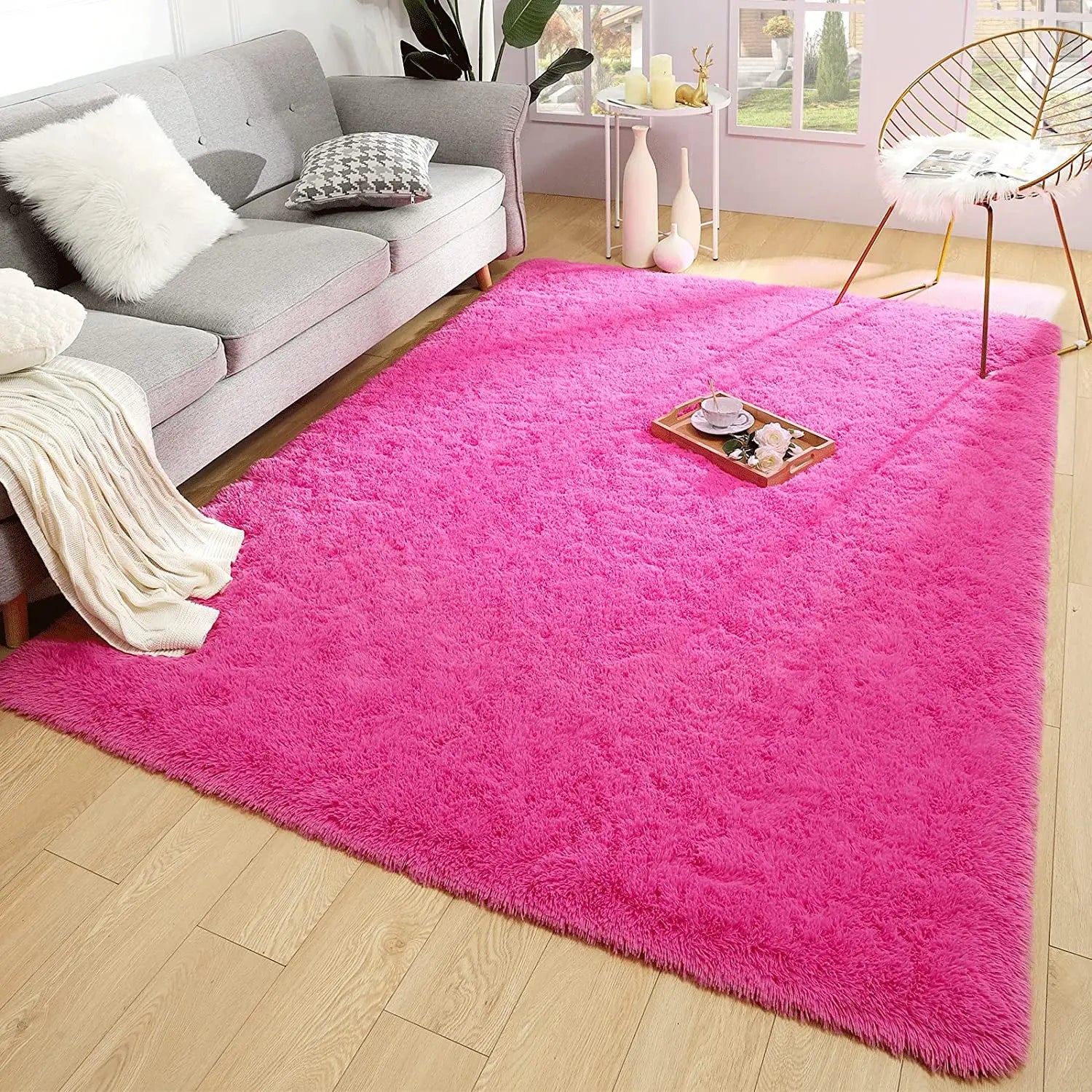 Alfombra Suave y Esponjosa Rosa Winnie – Alfombra Acogedora de Felpa para Sala de Estar y Habitación de Niños