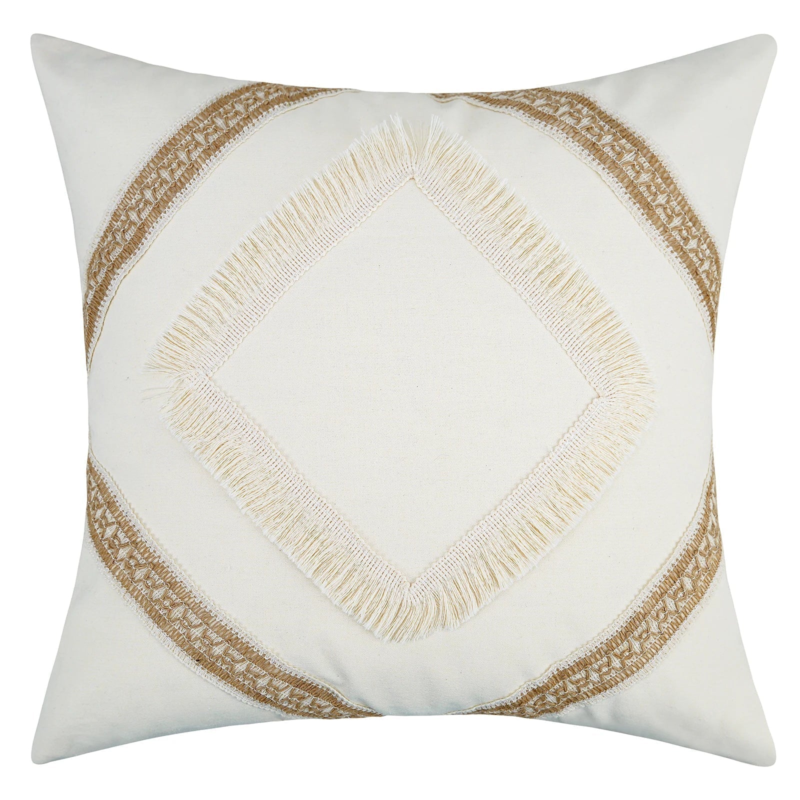 GeoBoho - Beige Cushion Cover with Geometric Pattern | decoration