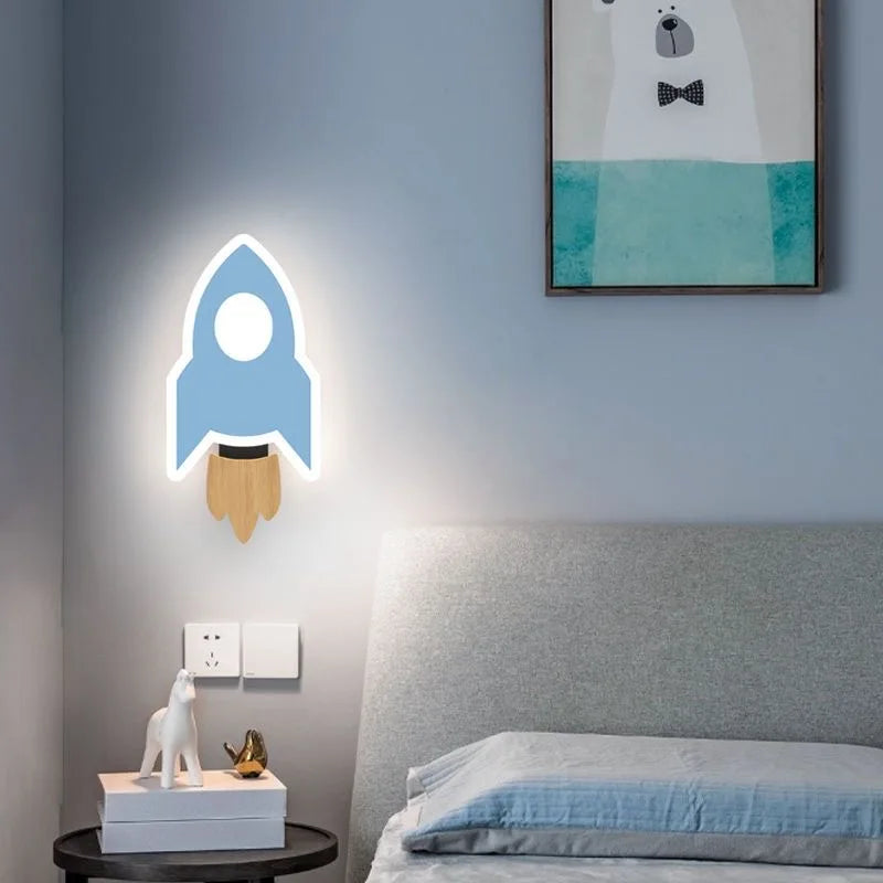 Lampe murale LED en forme de fusée de dessin animé