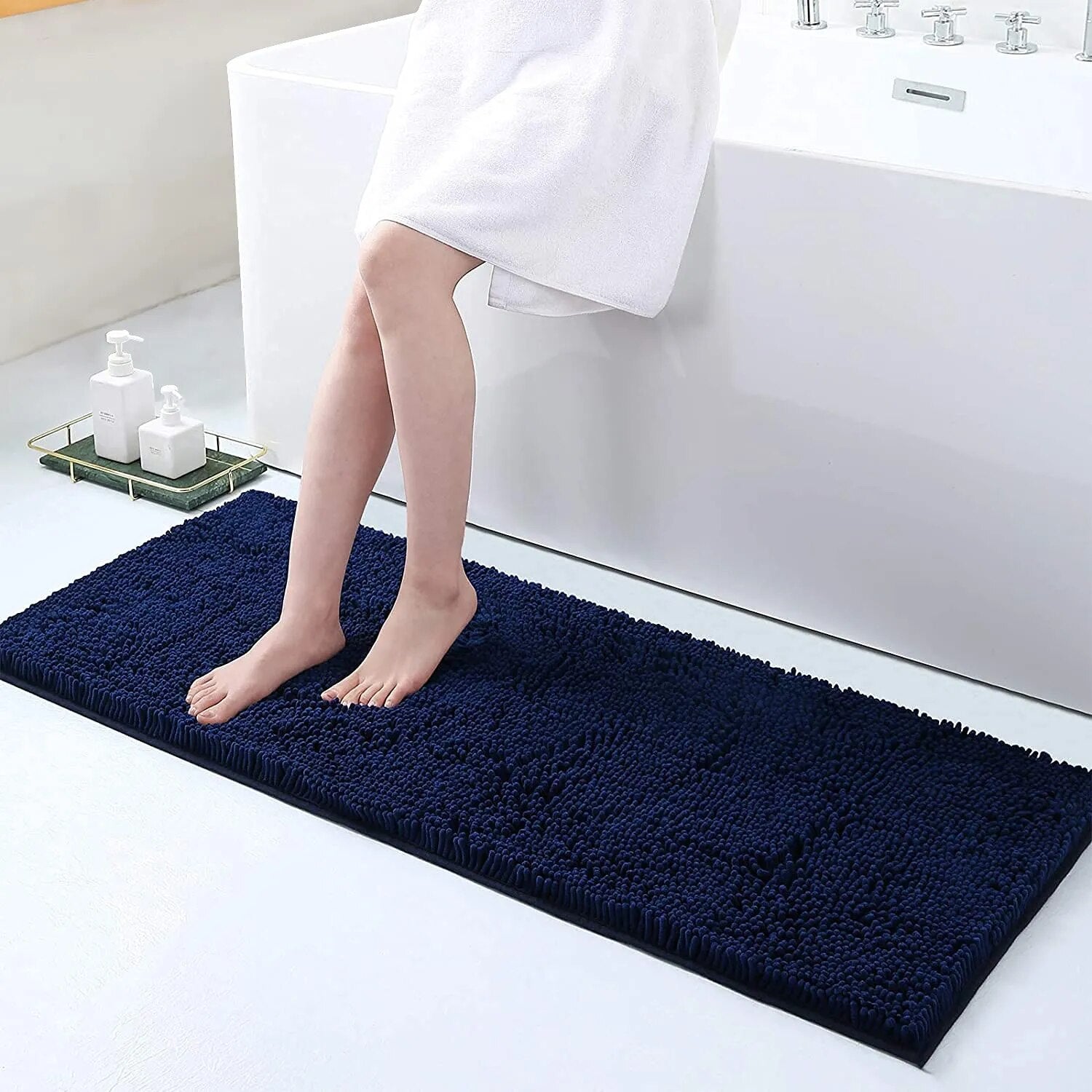 Alfombra de baño gruesa antideslizante: alfombra de baño suave y absorbente para mayor seguridad y comodidad.