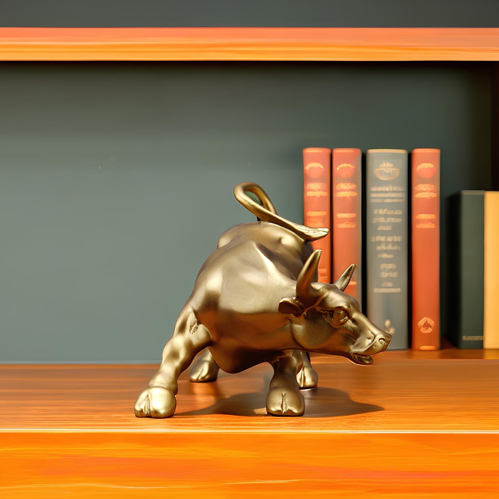 Wall Street Bull Market Resin Ornament Feng Shui Fortune Statue Wealth Figurine