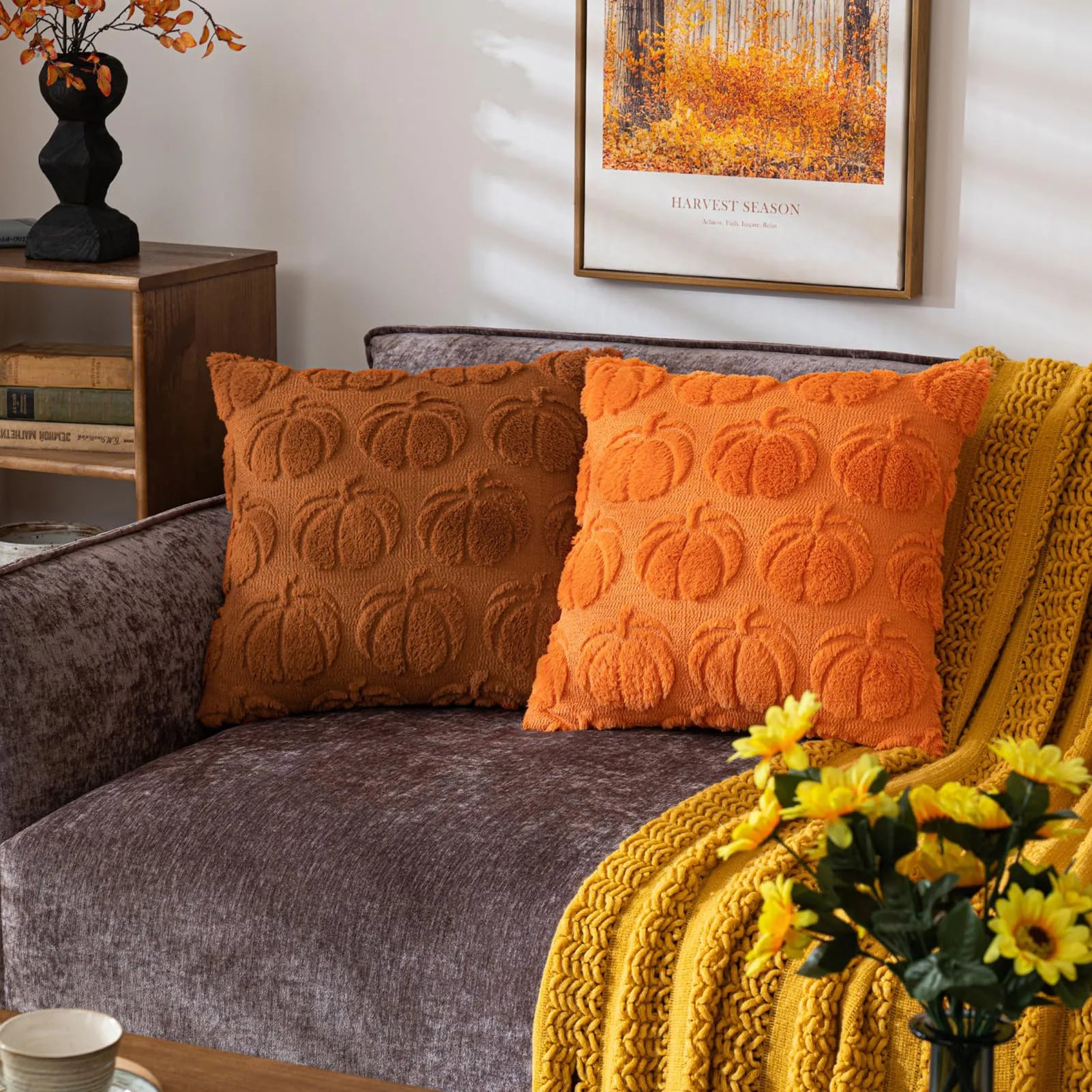 Housse de coussin citrouille d'automne