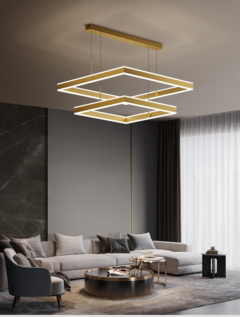 YLK Kare - Modern led chandelier for living room luxury square design