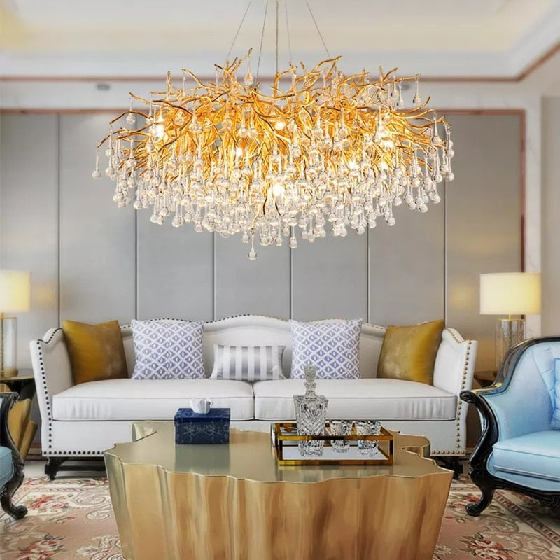 Modern Golden Branches Crystal LED Chandelier