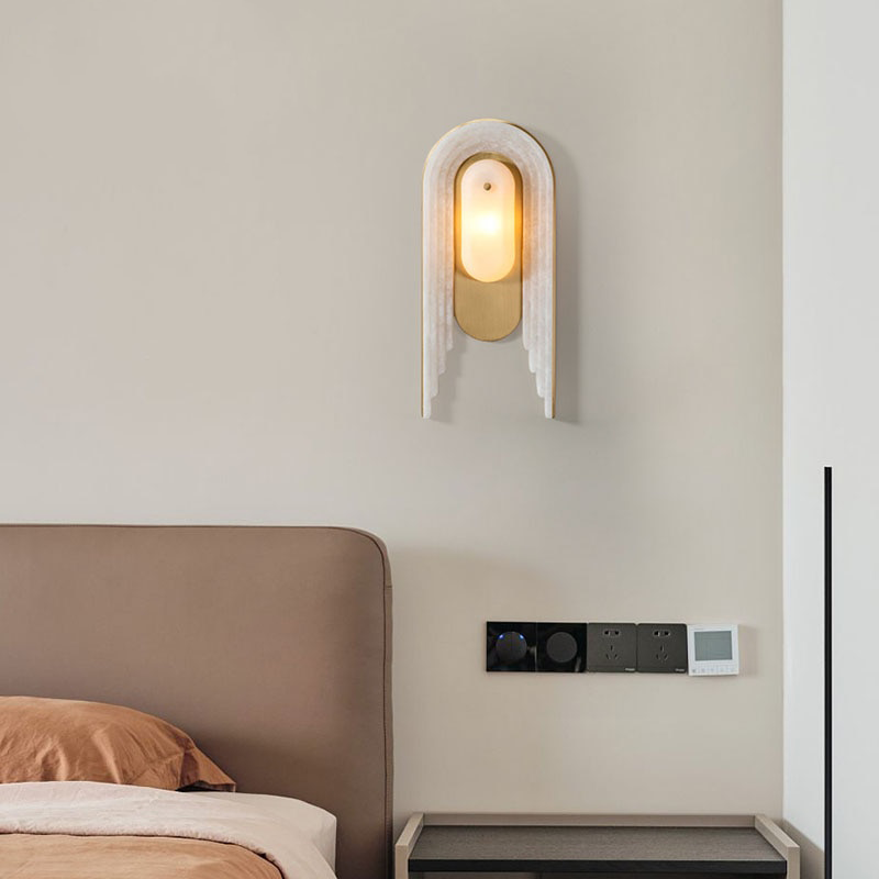 IIS Luxe matmarmeren wandlamp G9 koper-gouden wandkandelaar