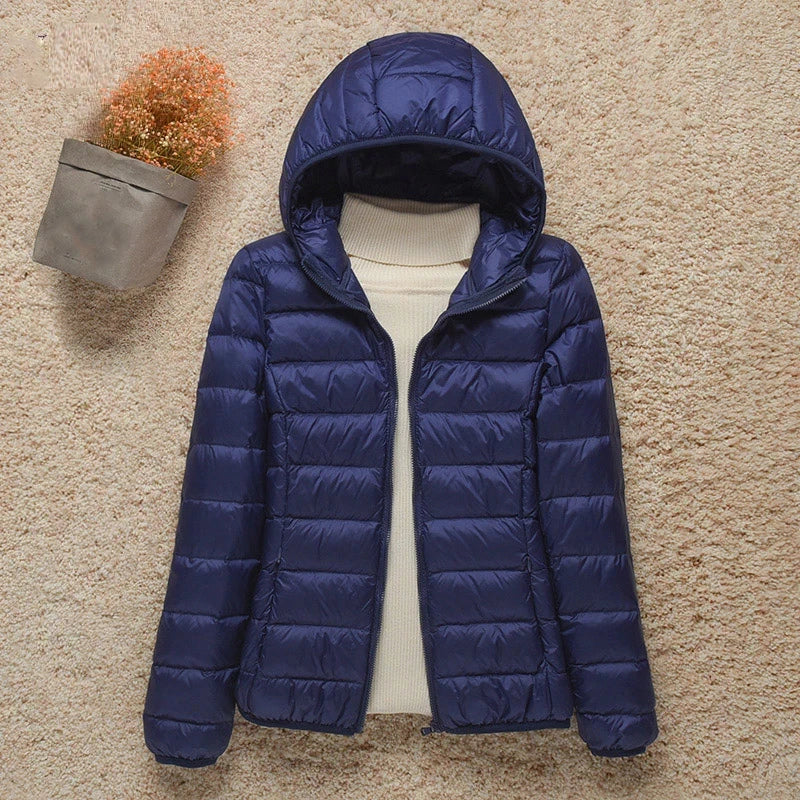 Caroline Elegant Winter White Duck Down Puffer Jacket