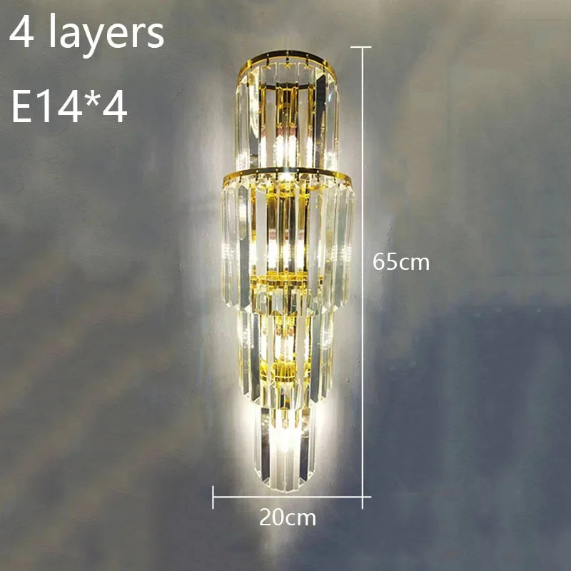 Opulent Pillar Crystal Wall Lamp