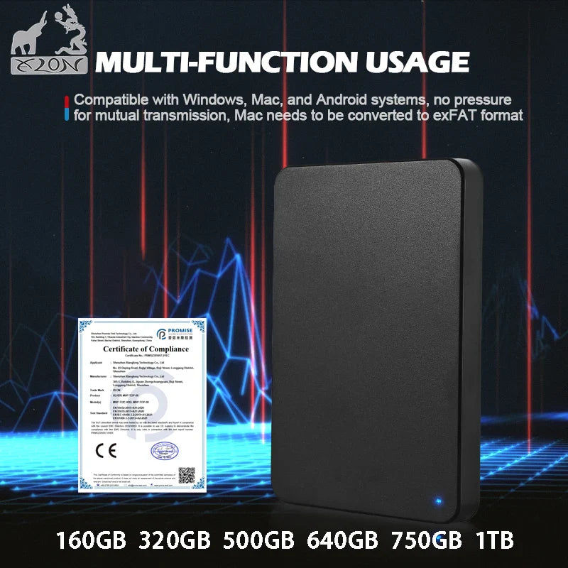 Disque dur externe portable 250 Go, 320 Go, 500 Go, 640 Go, 1 To | Disque dur USB 3.0 haute vitesse pour ordinateur portable, PC, MacBook, PS4, PS5