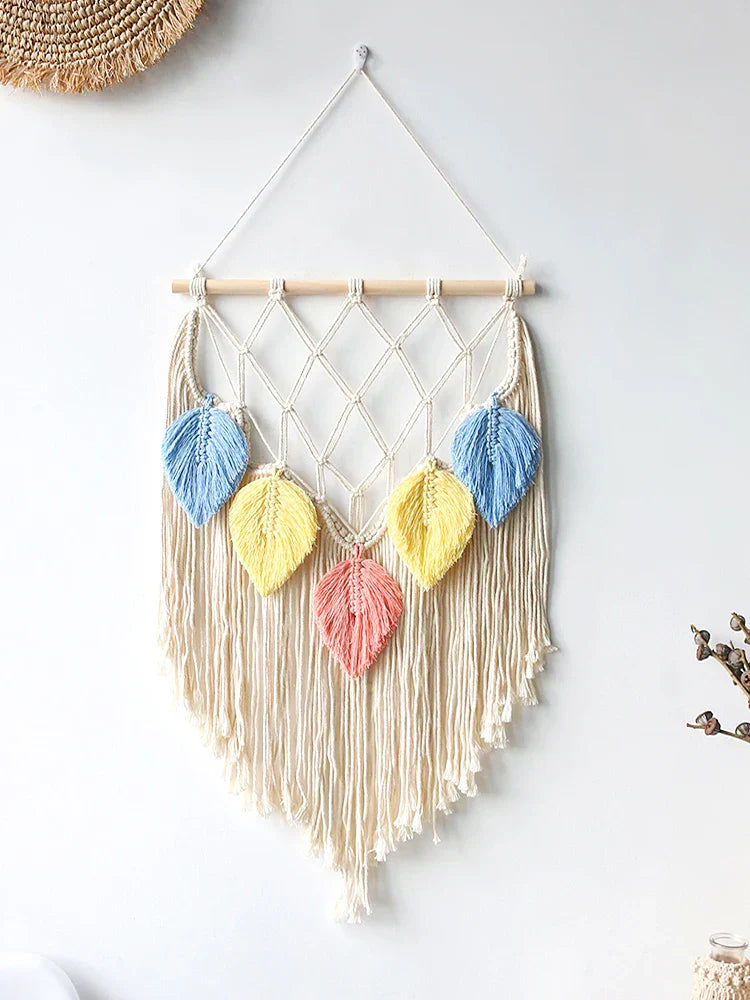 Multicolor Leaves Hand Woven Wall Hanging