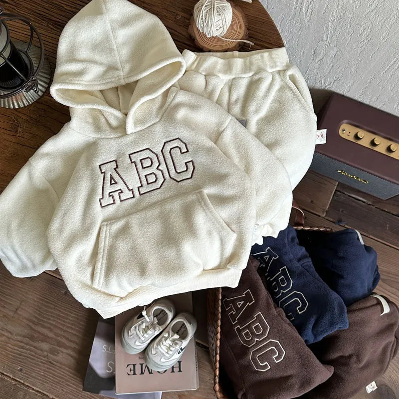 Sweat à capuche ABC doublé de fourrure pour enfants