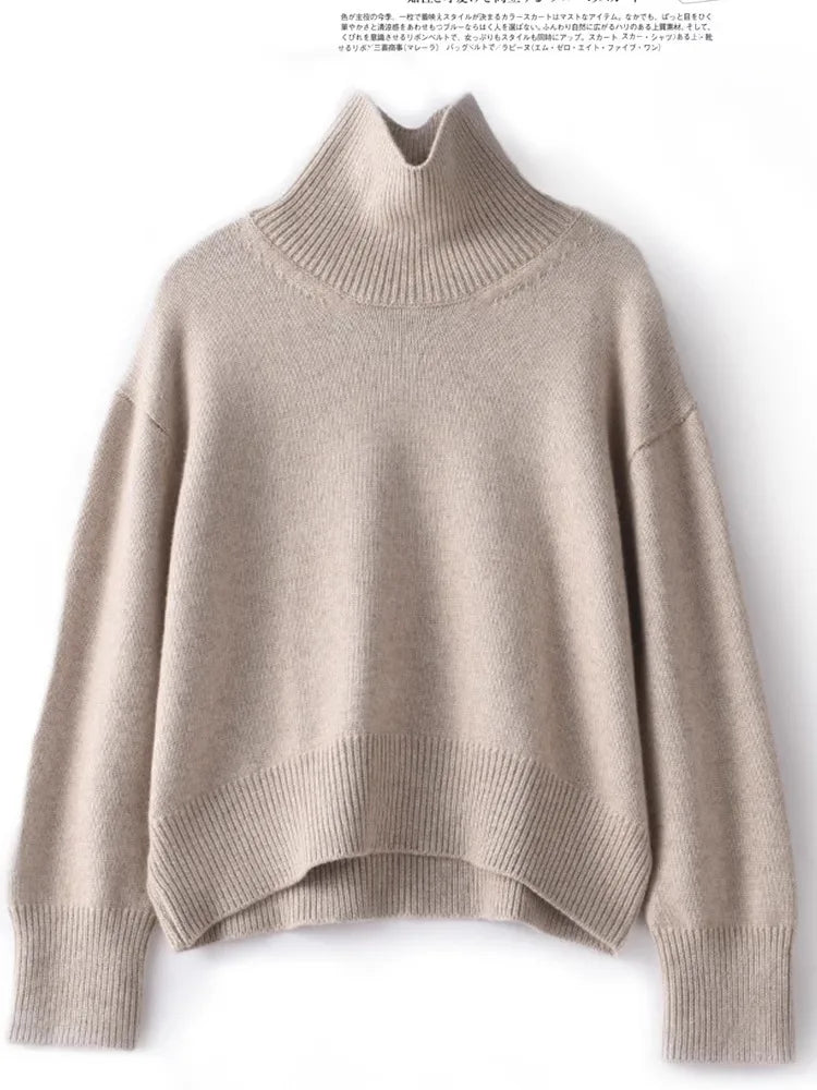 Pull 100% pur cachemire pour femme, pull épais à col roulé, nouvelle collection automne et hiver