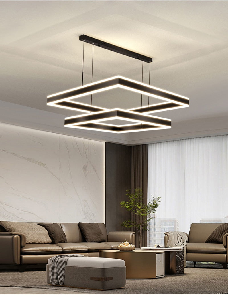 YLK Kare - Modern led chandelier for living room luxury square design