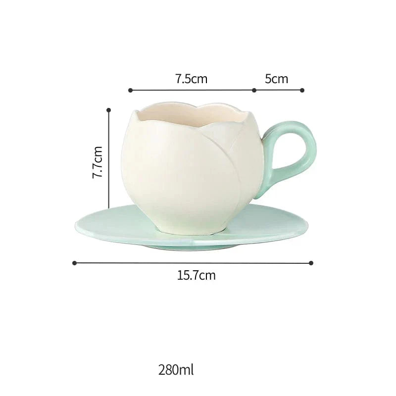 Tulip Ceramic Coffee Cup Saucer Set