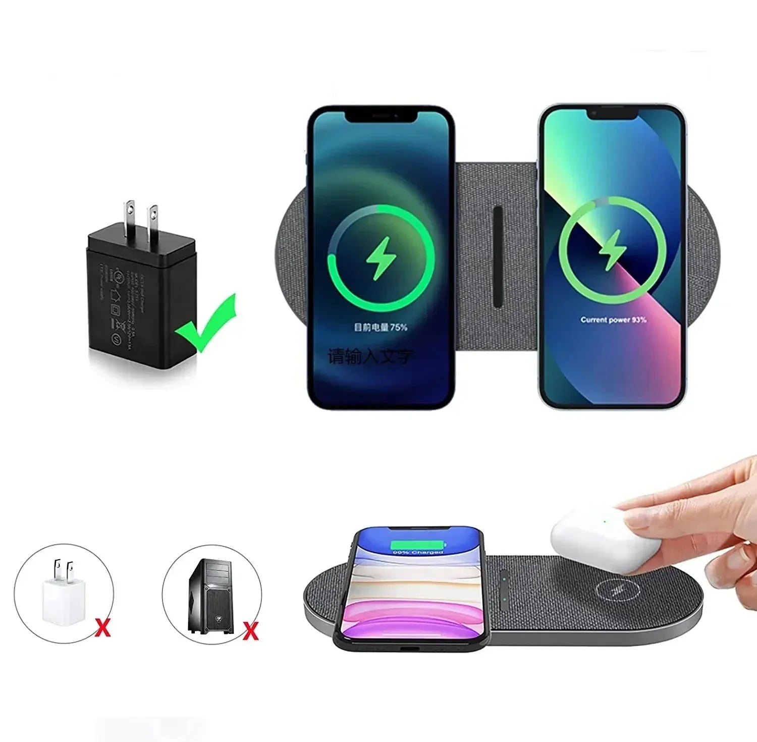 Effizient – ​​Kabellose Ladestation Double 40W für iPhone und AirPods