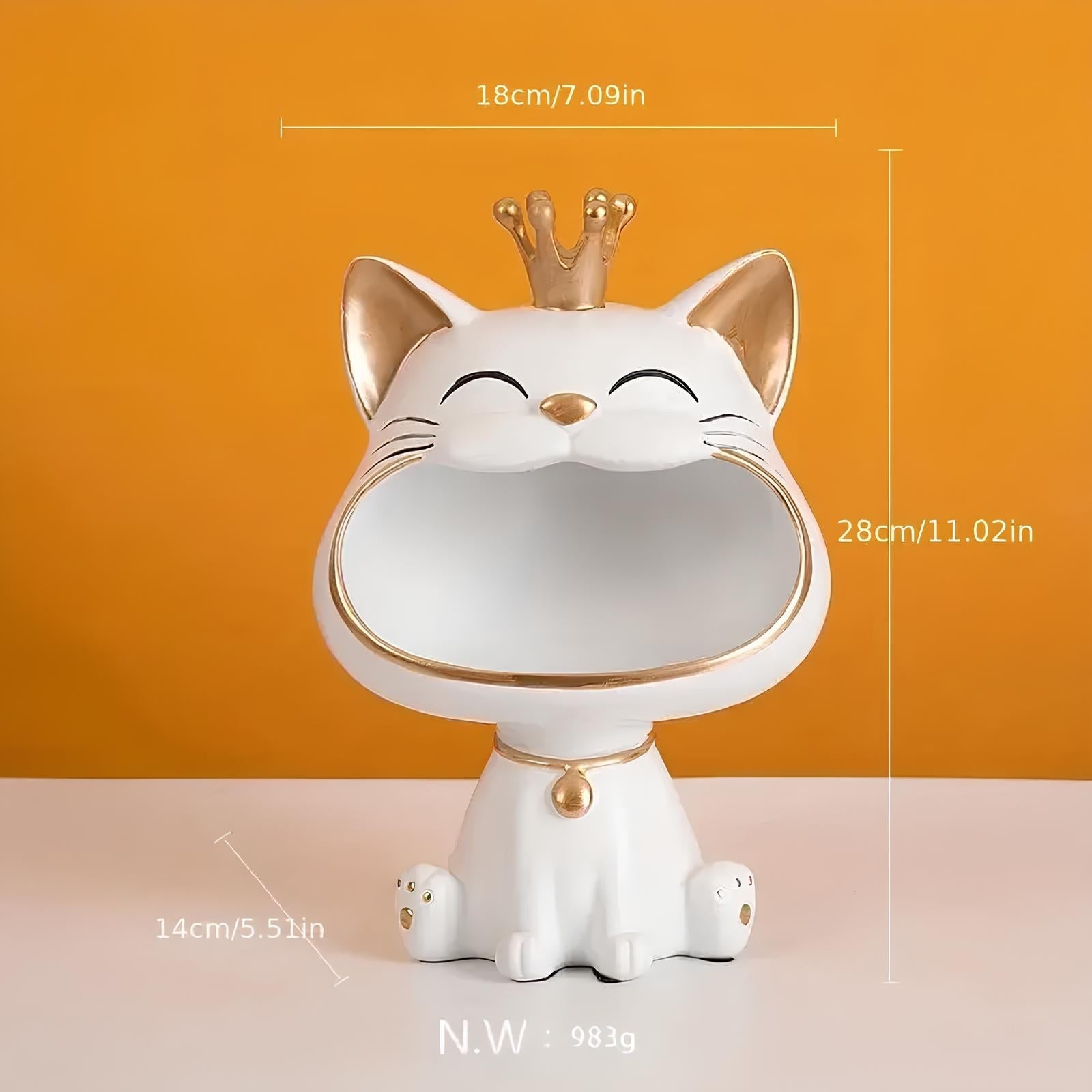 Fortune Crown Big Mouth Cat Entrance Key Storage Tray Decorative Ornament