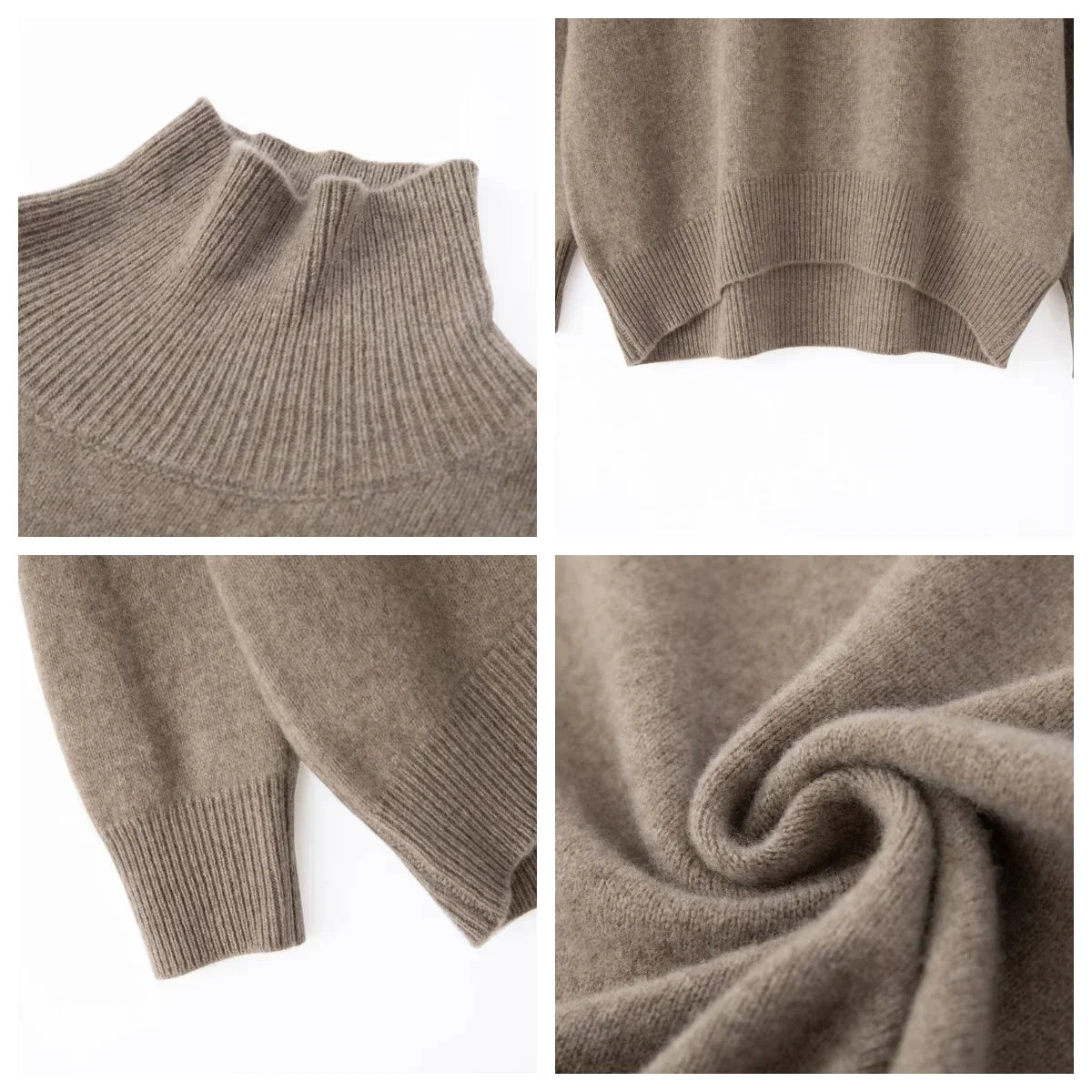 Women's 100% Wool Turtleneck Sweater - Loose Casual Jumper