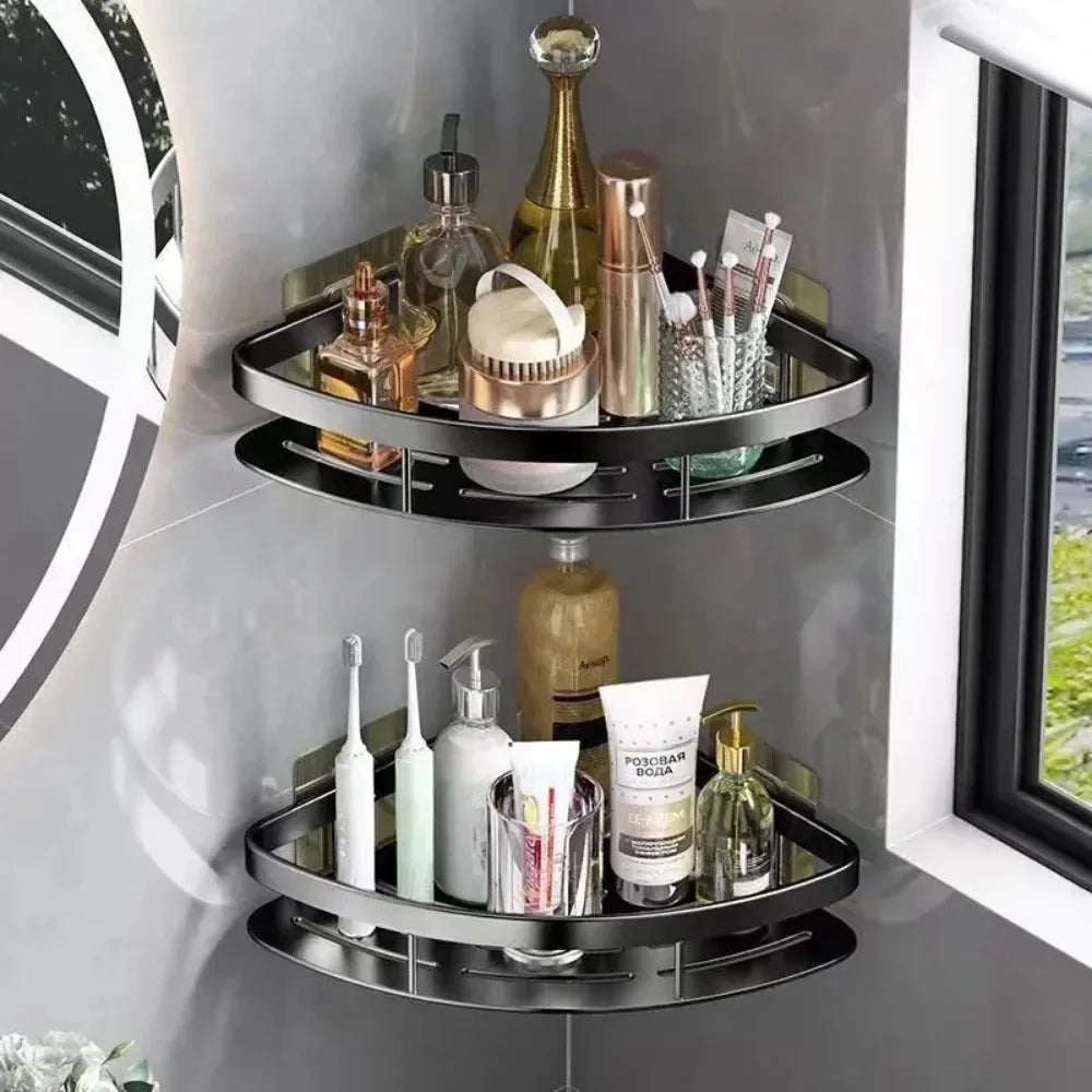 Corner Shower Organizer | No-Drill Aluminum Shelf