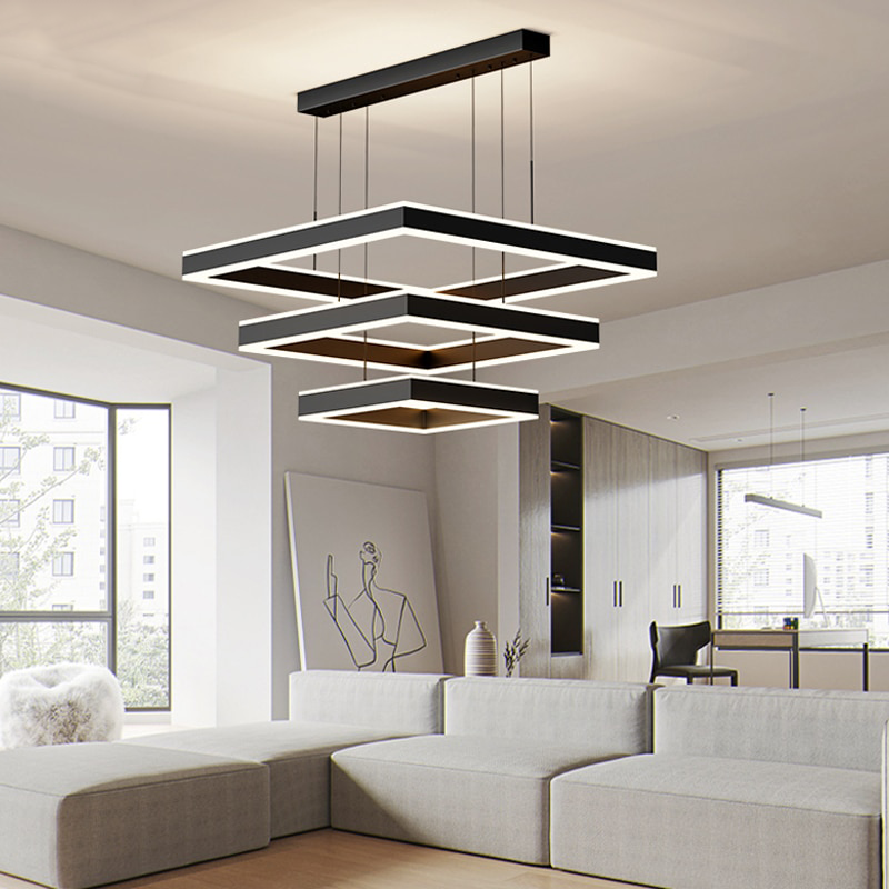 YLK Kare - Lustre led moderne pour salon design carré de luxe