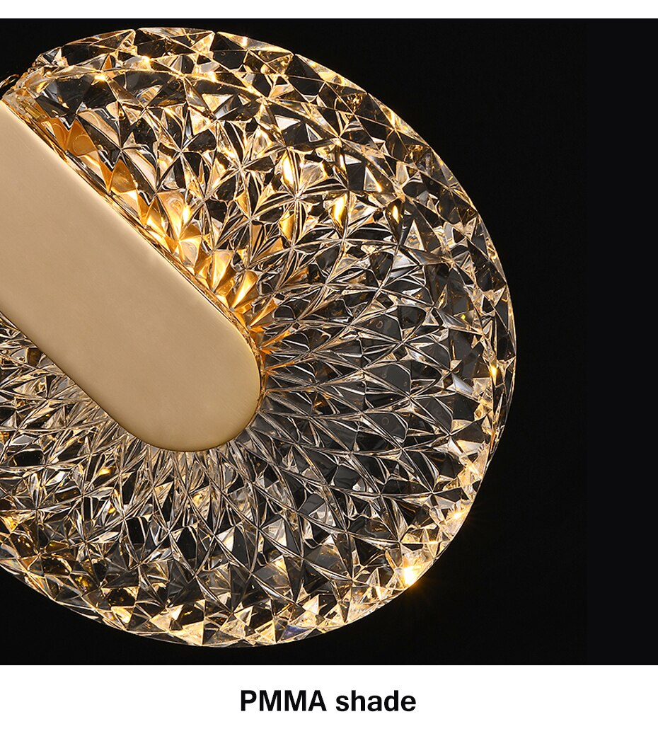 Luz Pendente DUN Luxury Gold Led Redonda Lâmpada de Cristal Suspensa