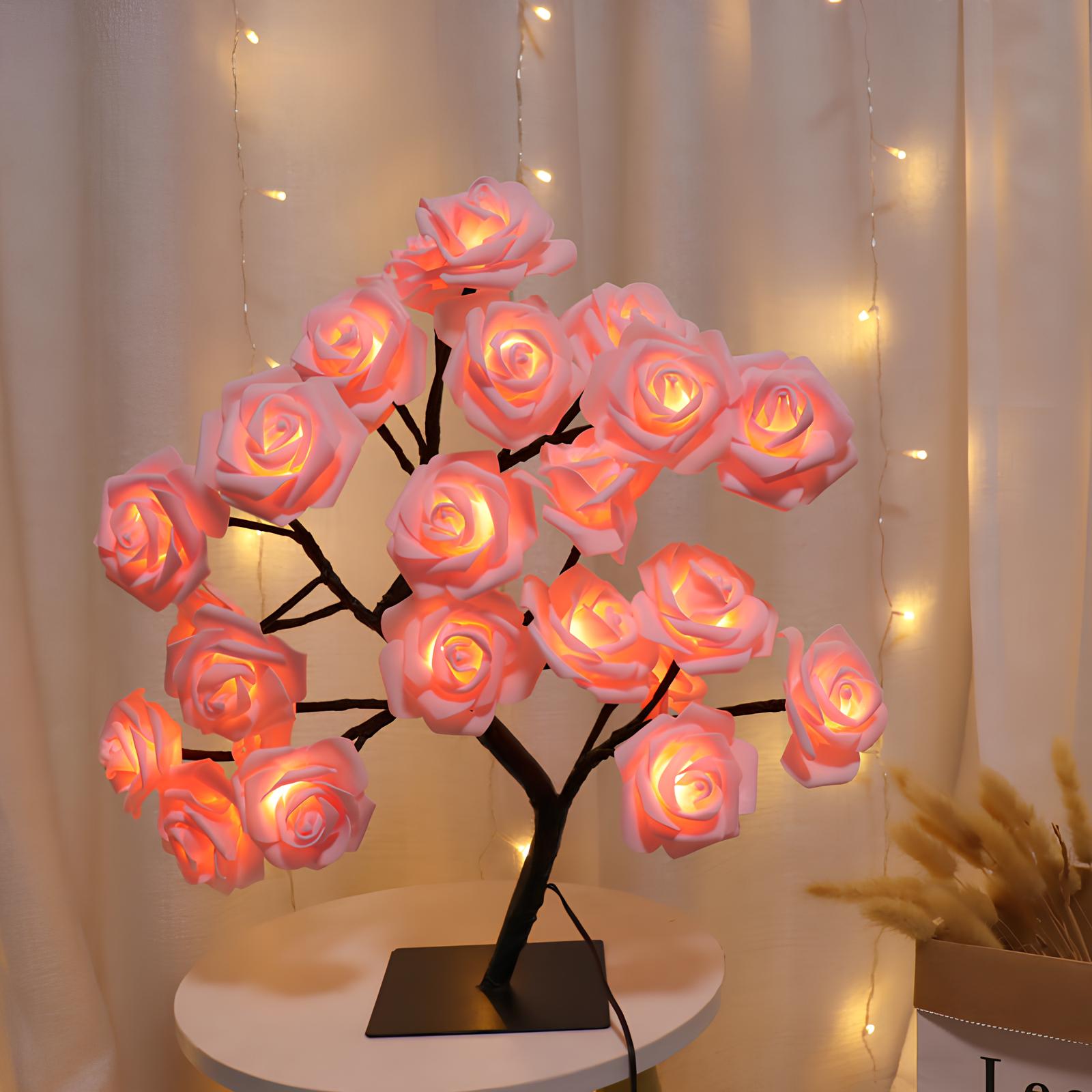 24 LED Rose Tree Lamp Flower Light Night, USB-driven