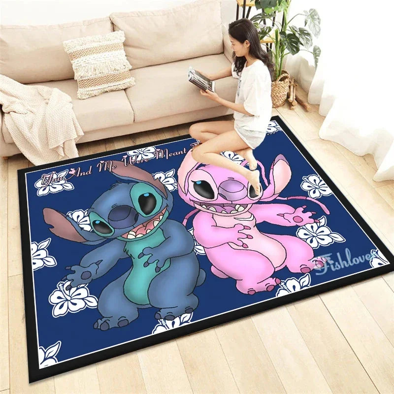 Alfombra de dibujos animados Winnie Stitch – Decoración del hogar acogedora y vibrante