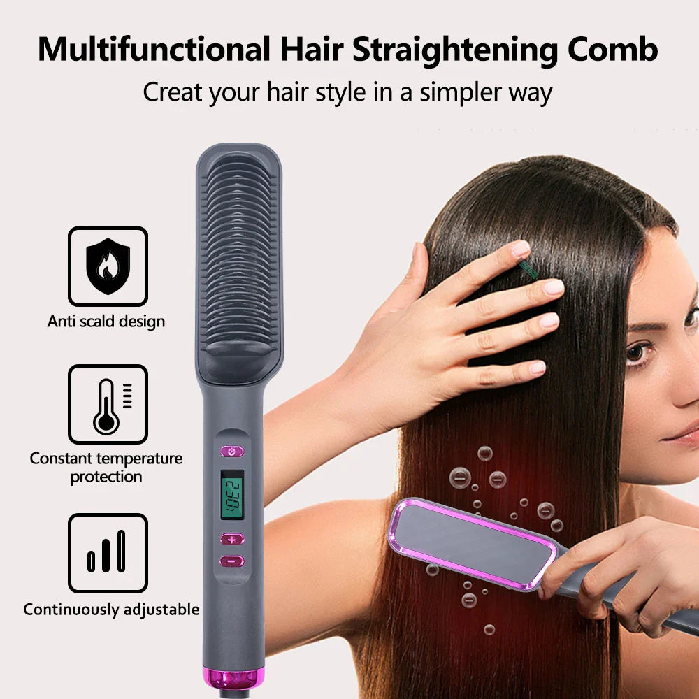 Elektrisk Hot Comb Multifunktionel Straight Hair Straightener Comb