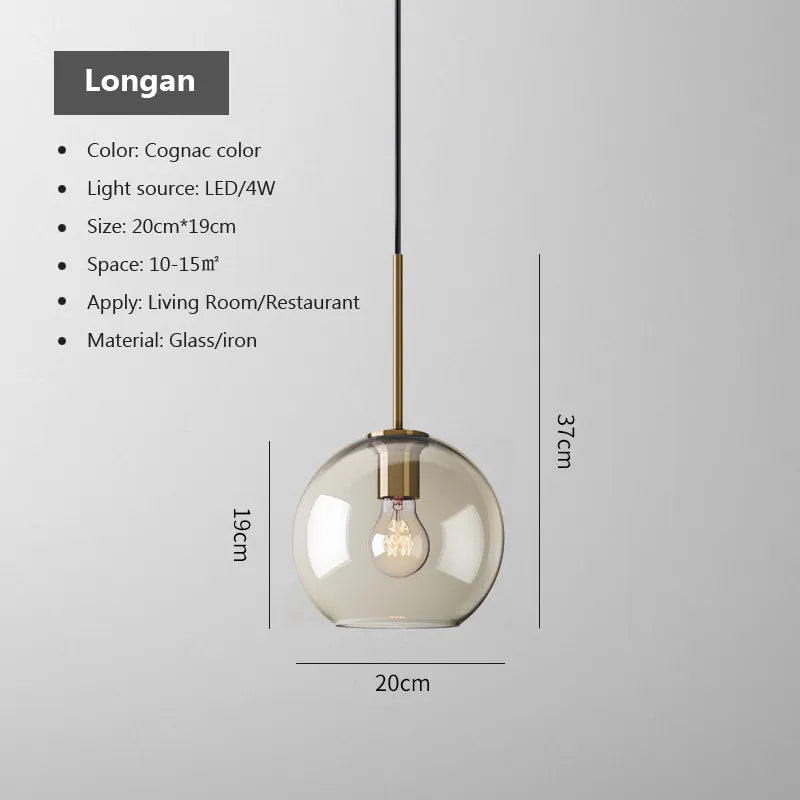 Nordic Industrial Style Glass Modern Luxury Led Pendant