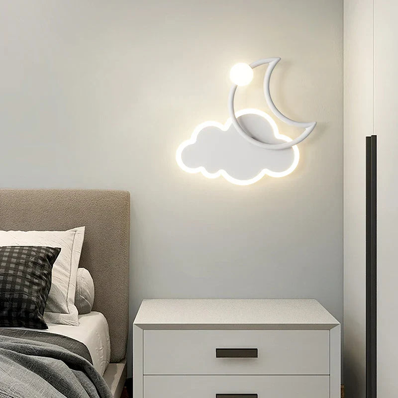 Lámpara de pared LED de nube y luna minimalista