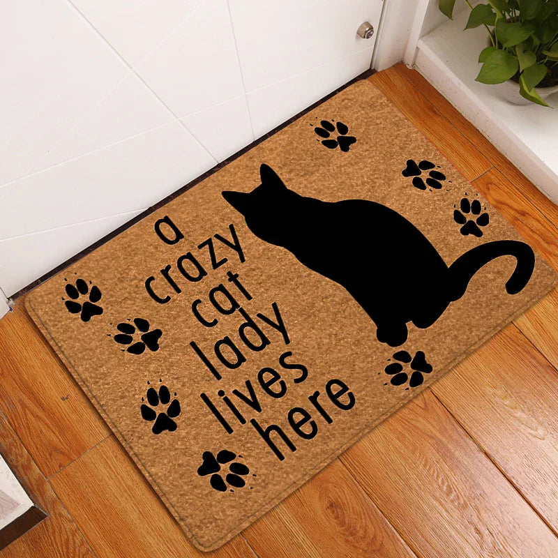 Home Sweet Home Cute Cats Door Mat - Alfombra de entrada adorable y antideslizante