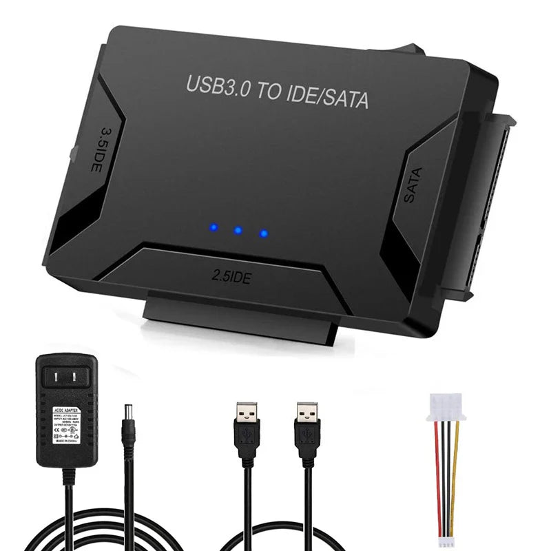 SATA/IDE naar USB 3.0-adapter – harde schijfconverter voor 2,5/3,5 inch SATA/IDE HDD, SSD, CD/DVD-ROM, ondersteunt tot 6TB voor pc en Mac