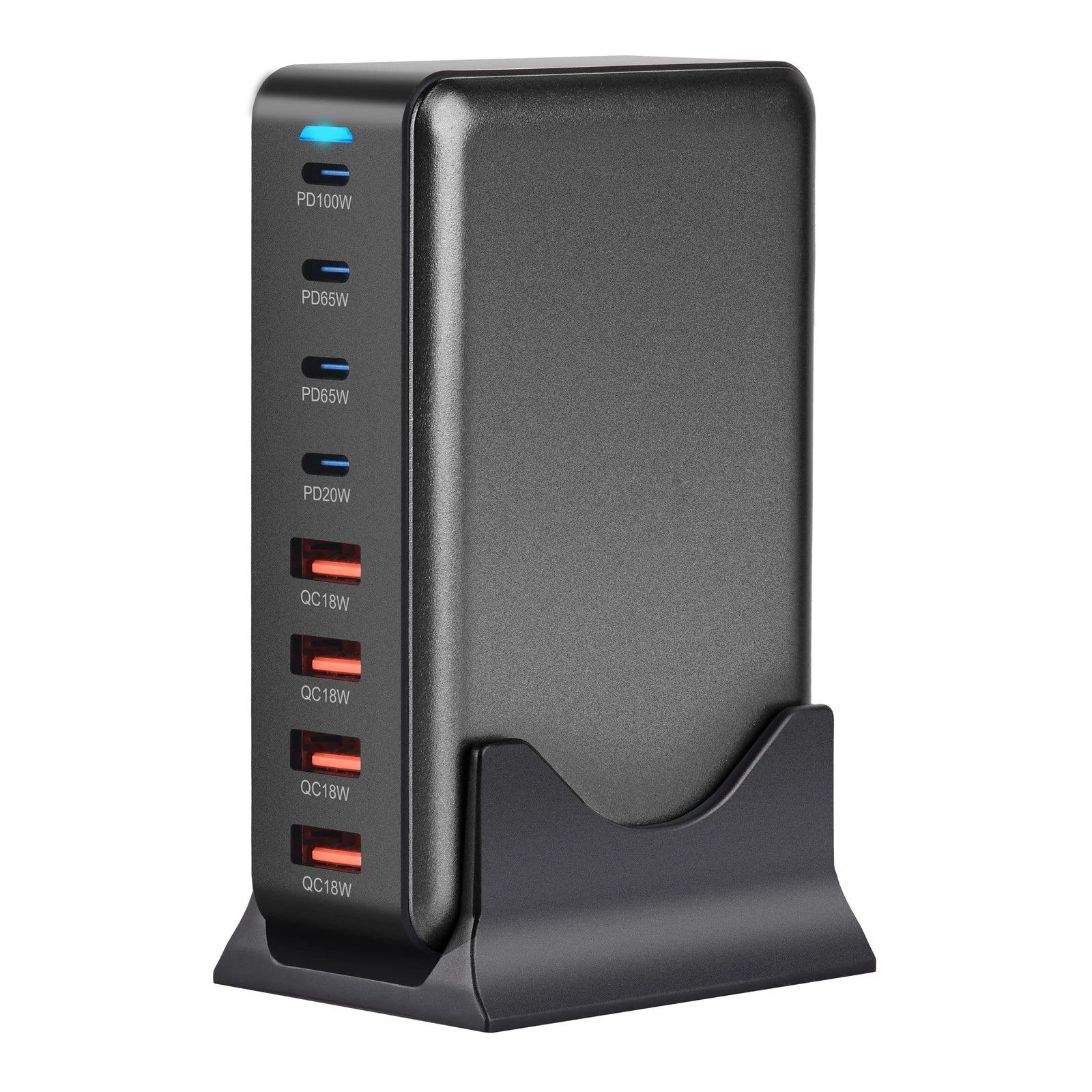 320W GaN USB-C snellader – 8-poorts desktop PD en Quick Charge 3.0 voor iPhone 15/14, Samsung en meer