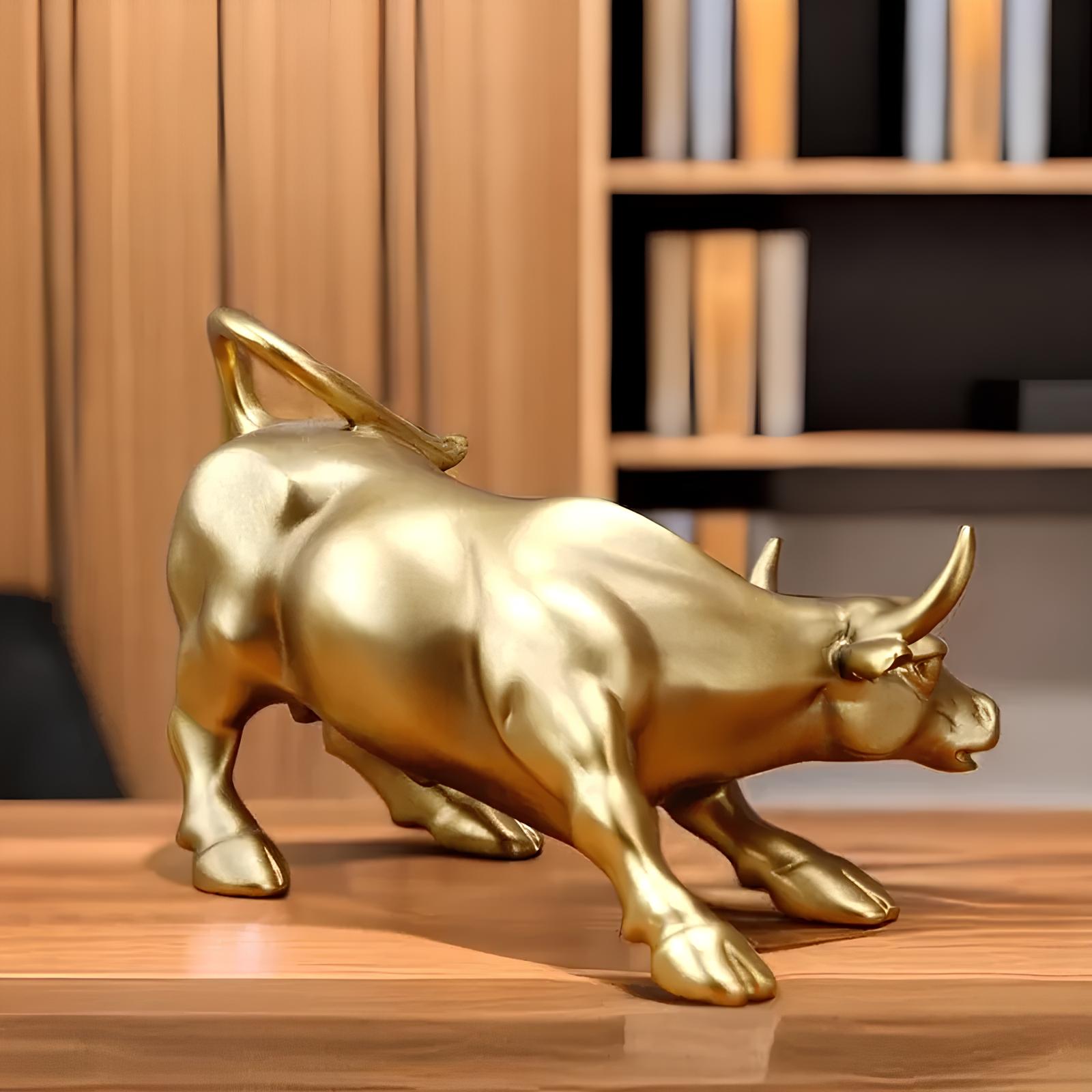 Wall Street Bull Market Harz Ornament Feng Shui Glücksstatue Reichtum Figur