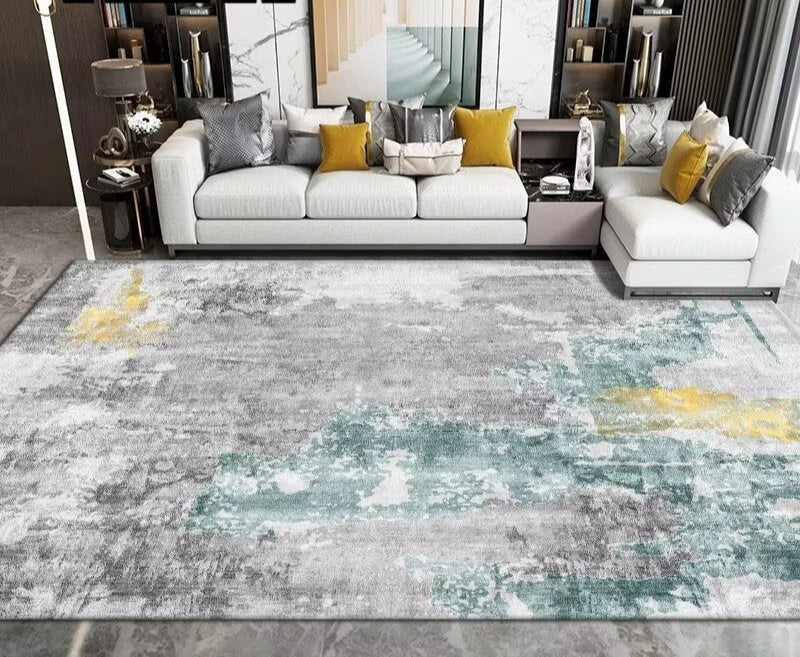 Sara Nordic Ink Splash Abstract Rug – Alfombra Moderna Lavable para Sala de Estar y Dormitorio