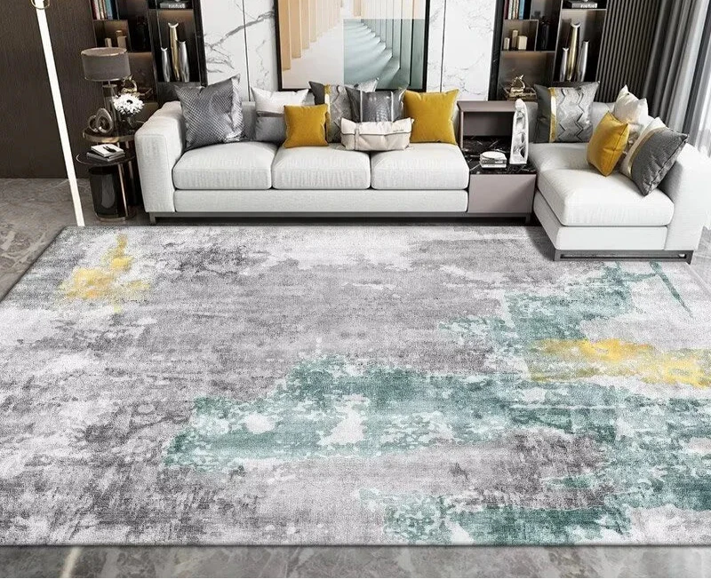 Nordic Elegance Ink Splash Rug – Modern Abstract Area Carpet for Living Room & Bedroom