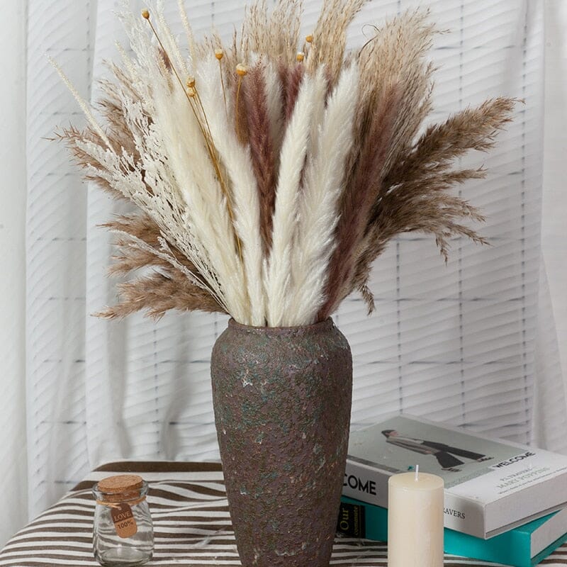 Bouquet de 80PCS d'herbe de pampas séchée naturelle