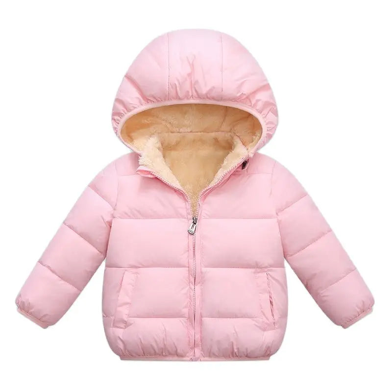 Acogedora chaqueta de invierno con capucha para niños - Abrigo grueso de mezcla de algodón y lana para niños y niñas