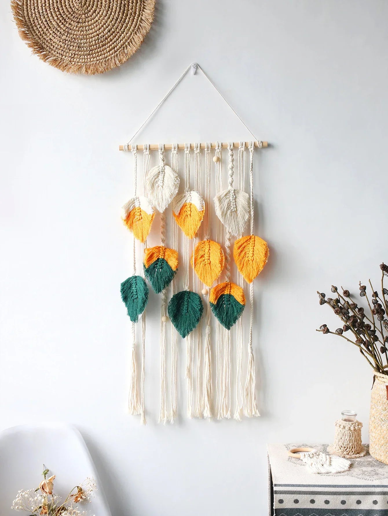 Multicolor Leaves Hand Woven Wall Hanging