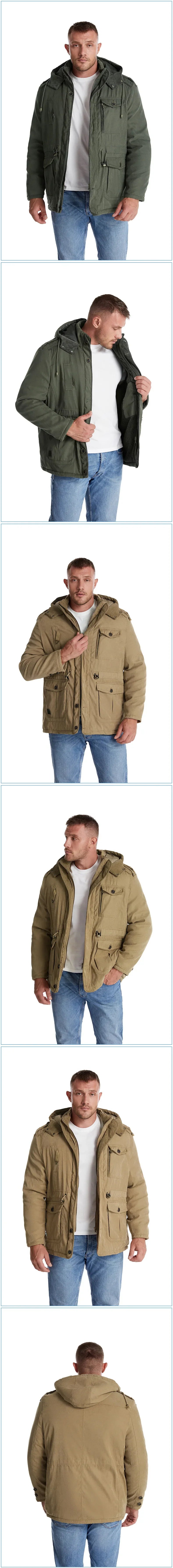 Stylish warm parka jacket for men with hood