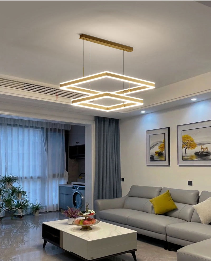 YLK Kare - Modern led chandelier for living room luxury square design