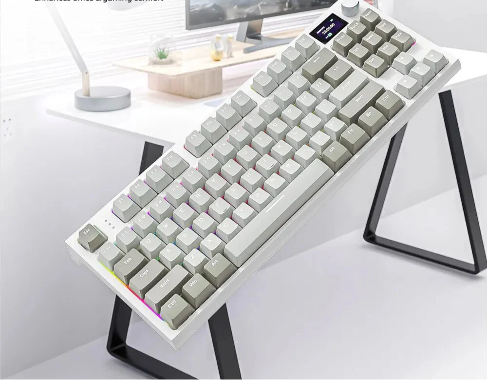 K86 Drahtlose Hot-Swap-fähige mechanische Tastatur Bluetooth/2,4 g mit Display und Lautstärkeregler für Spiele und Arbeit