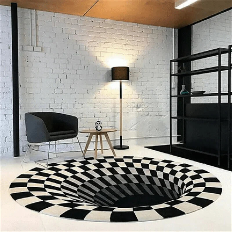 Sara 3D Vortex Anti-Slip Absorbent Floor Mat – Eye-Catching Illusion Rug