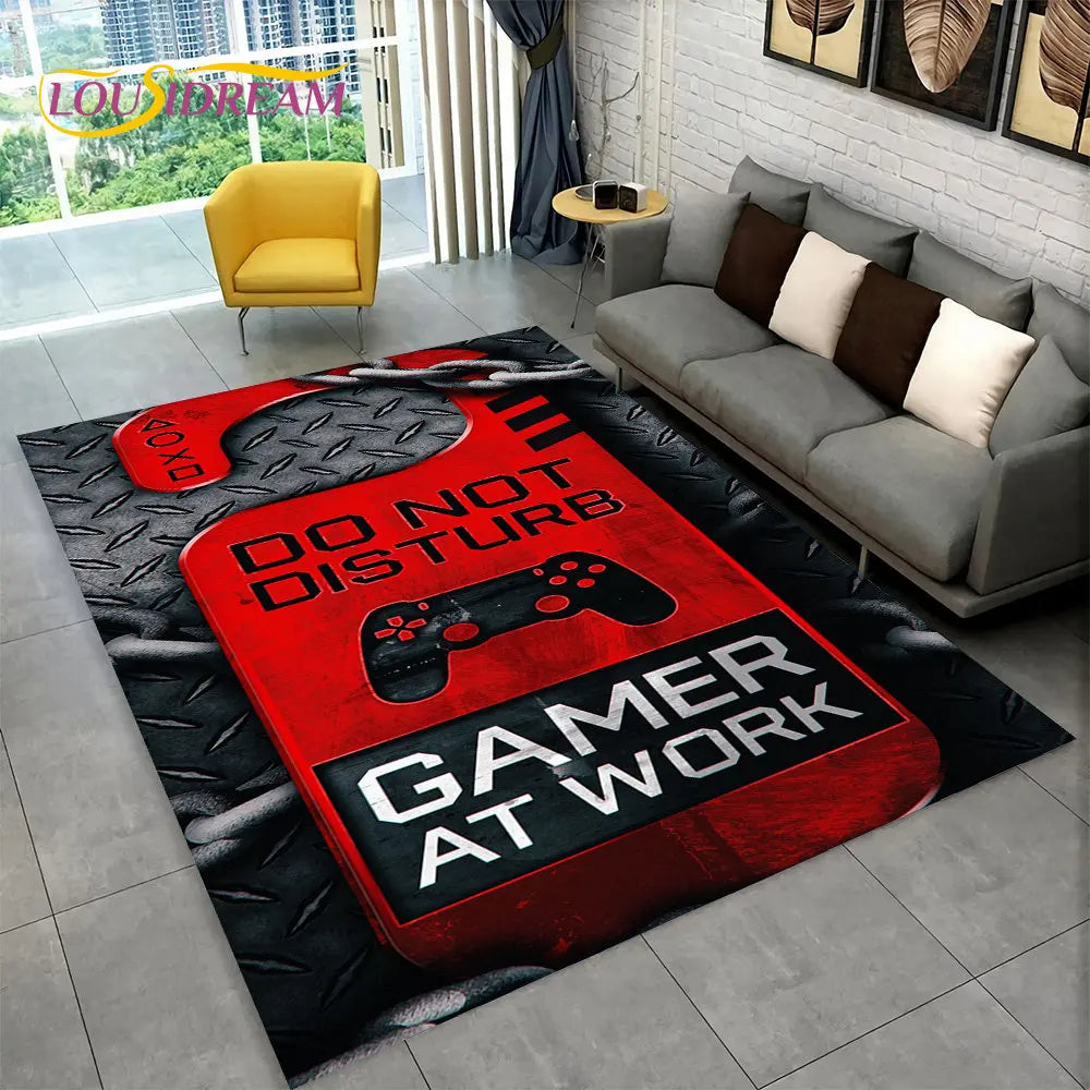 Alex 3D Gamer Gamepad Covor - Covor Mare Antiderapant pentru Copii și Living Room