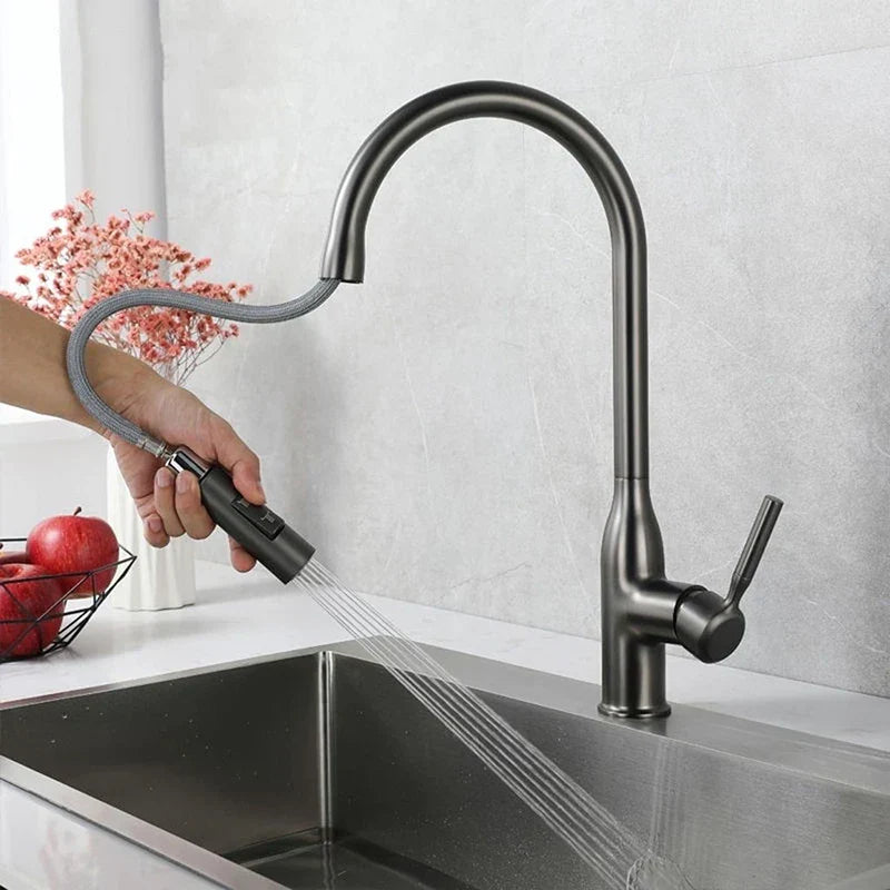 SteelFlow – Kitchen mixer tap with pull-out hand shower faucet