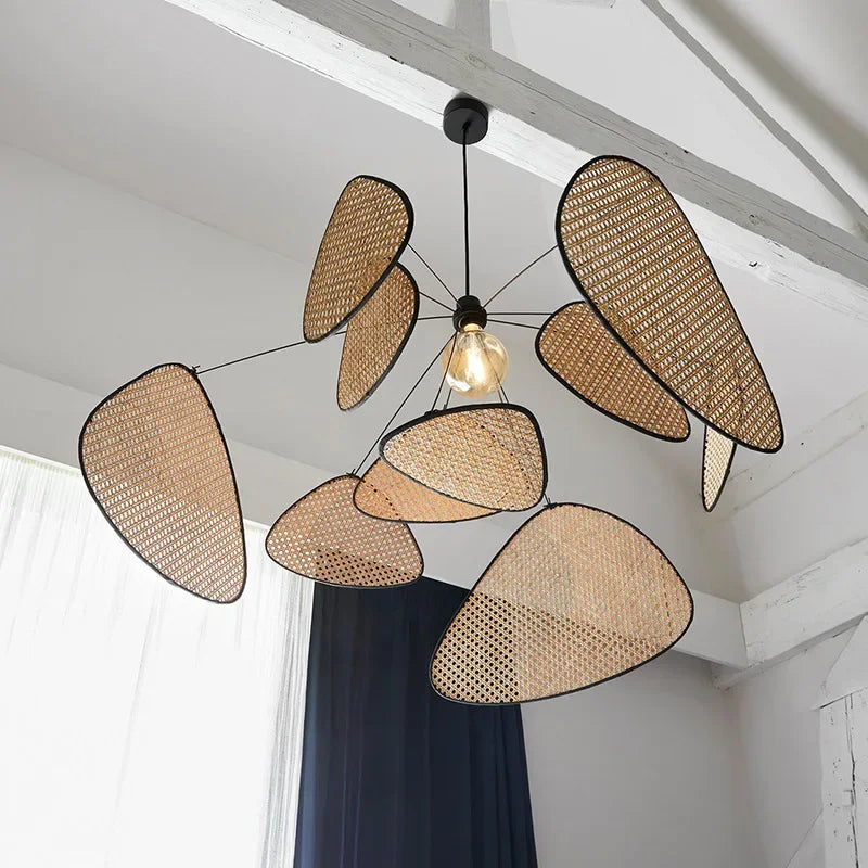 Emily Leaf Rattan Chandelier