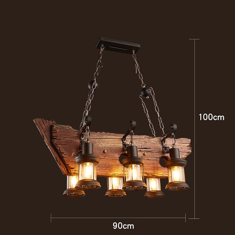 Antique Industrial Retro Wood LED Ceiling