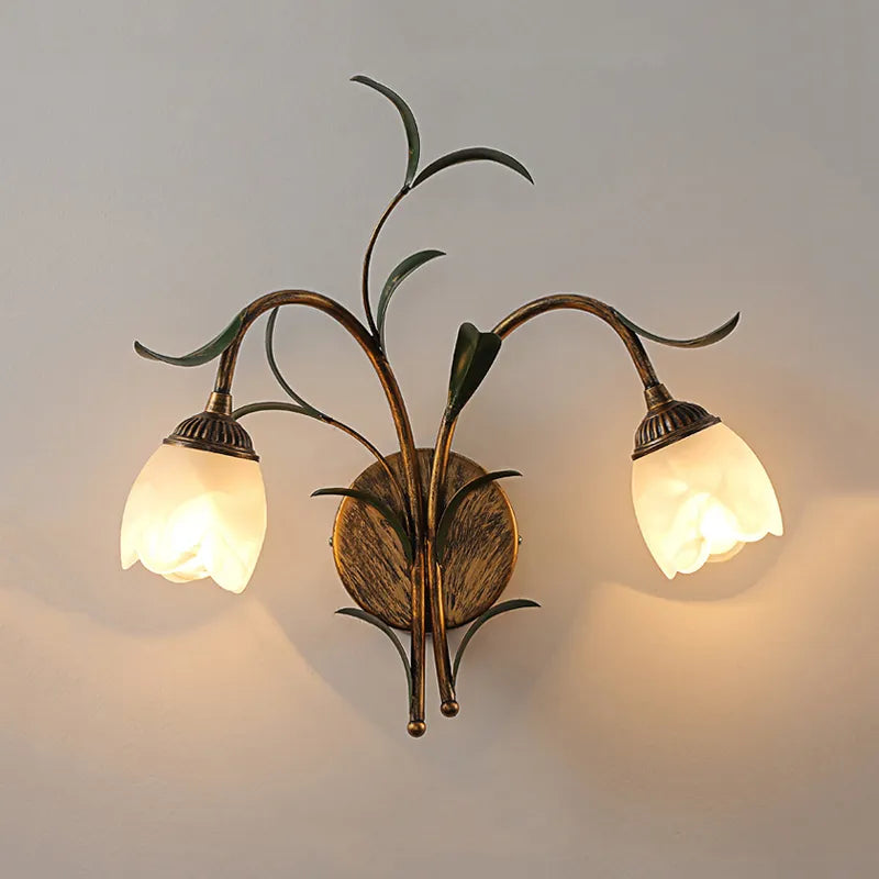 Fransk stil retro bronse krystall hjemmedekorasjon vegglampe