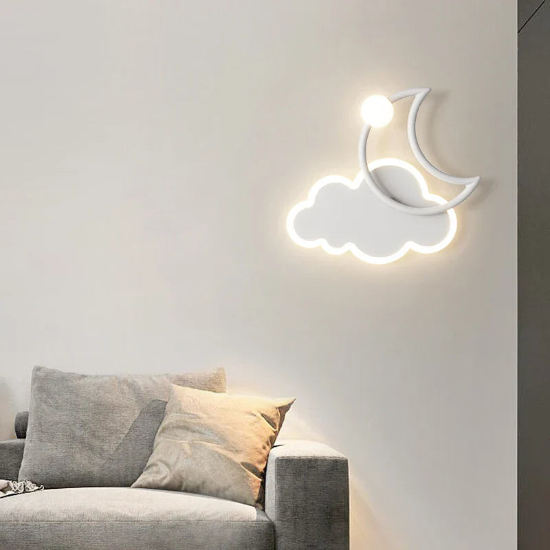 Lampe murale LED en forme de lune nuage minimaliste