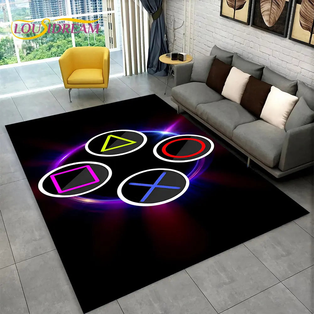 Tapis de jeu Alex 3D Gamer - Grand tapis antidérapant pour enfants et salon