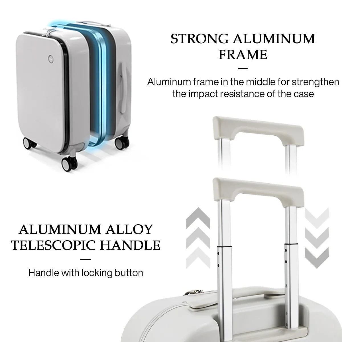 Mixi Patent Design Aluminiumram Resväska Handbagage Rullande Bagage, Vacker Ombord Cabin, 18/20/24 Tum – M9260