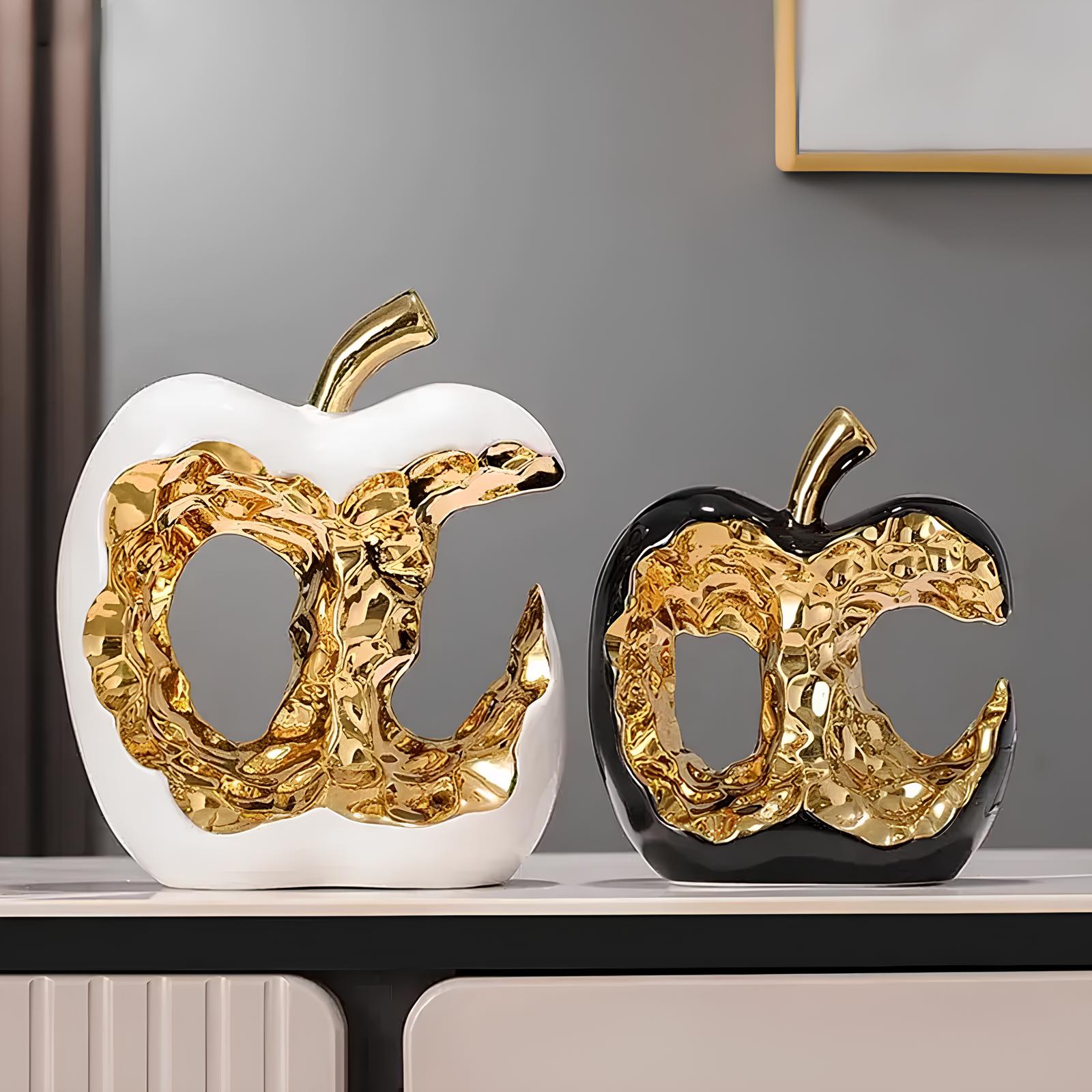 Gold-plated Hollow Apple Ceramic Sculpture Ornament